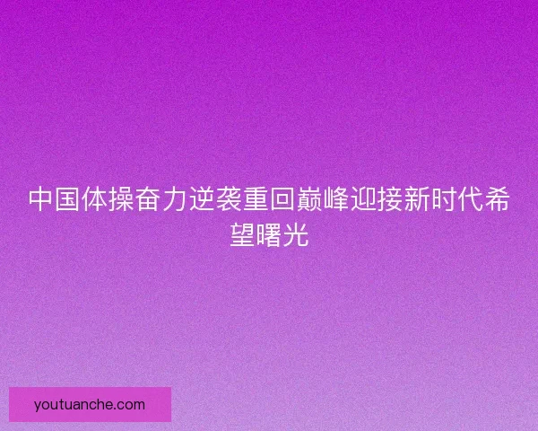 中国体操奋力逆袭重回巅峰迎接新时代希望曙光