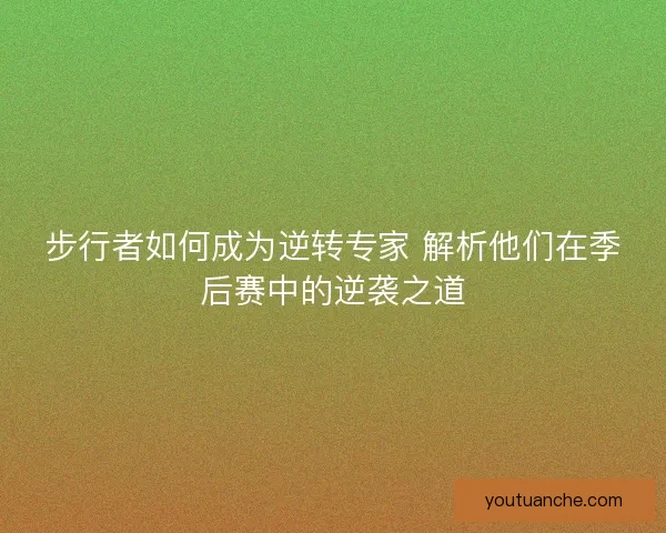 步行者如何成为逆转专家 解析他们在季后赛中的逆袭之道
