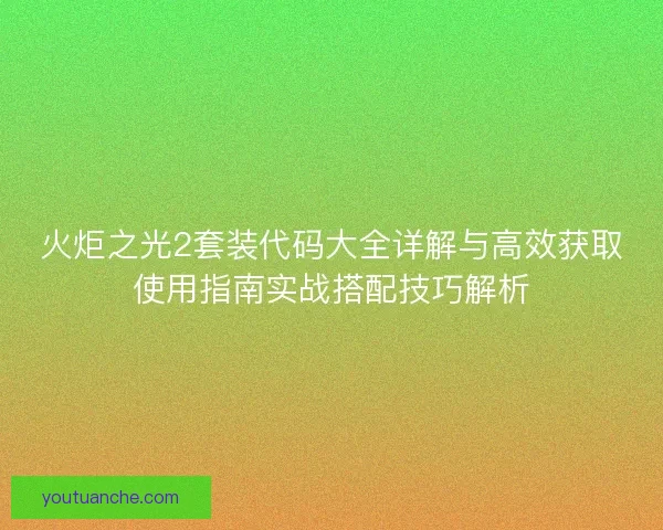 火炬之光2套装代码大全详解与高效获取使用指南实战搭配技巧解析