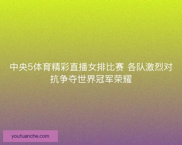 中央5体育精彩直播女排比赛 各队激烈对抗争夺世界冠军荣耀