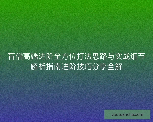 盲僧高端进阶全方位打法思路与实战细节解析指南进阶技巧分享全解